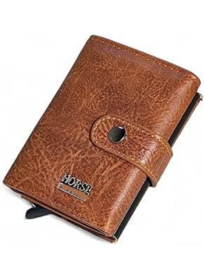 Horse Imperial leather card wallet with snap closure